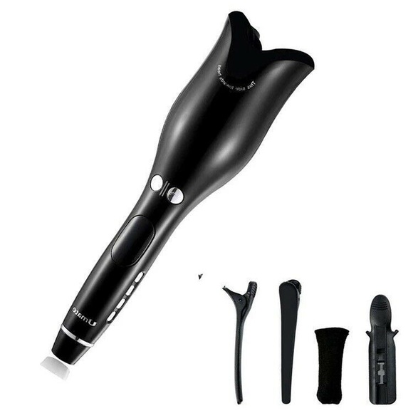 AIKO Ceramic Auto Rotating Hair Air Spin Curler Curling Iron Barrel LCD Display - Picture 1 of 12